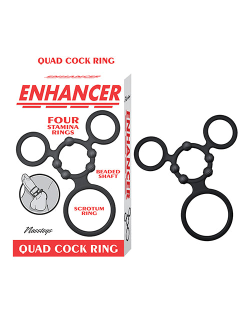 The Soft Hum Enhancer Quad Cock Ring - Black