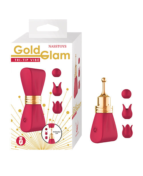 The Soft Hum Gold Glam Tri-Tip Vibe - Red