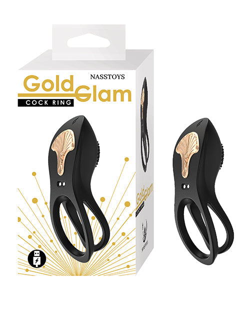 The Soft Hum Gold Glam Cock Ring - Black