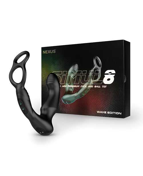 The Soft Hum Nexus Simul8 Wave Dual Cock Ring Prostate Massage - Black
