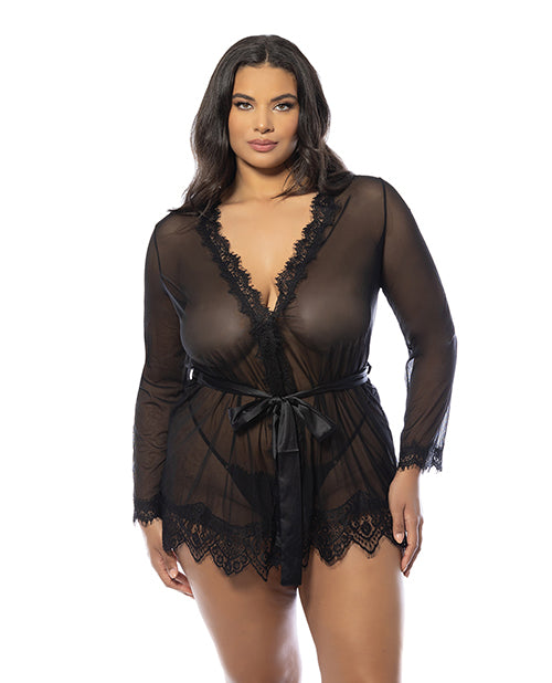 The Soft Hum Provence Short Robe - Black 1X/2X