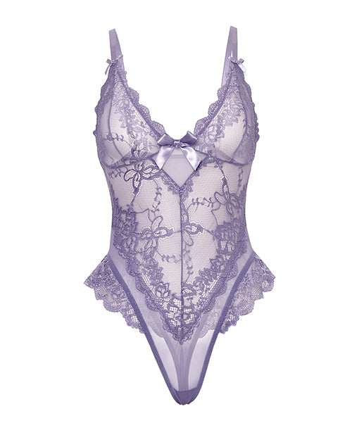 The Soft Hum Valentine Lace Teddy w/Bow Details - Purple LG