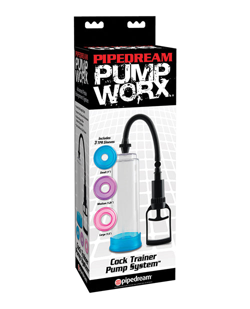 The Soft Hum Pump Worx Cock Trainer Pump System w/3 TPR Sleeves