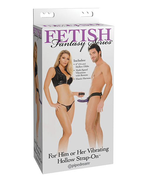 The Soft Hum Fetish Fantasy Series for Him or Her Vibrating Hollow Strap-On - Purple