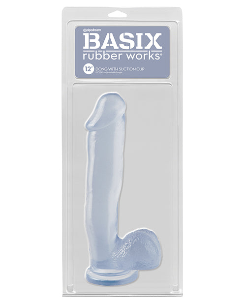 The Soft Hum Basix Rubber Works 12" Dong w/Suction Cup - Clear