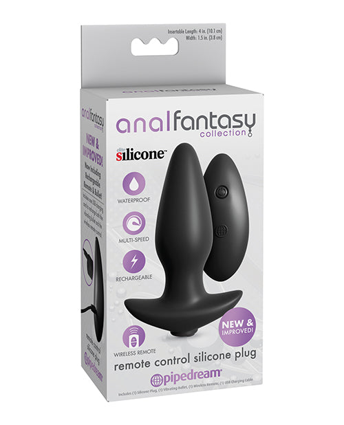The Soft Hum Anal Fantasy Collection Remote Control Silicone Plug - Black