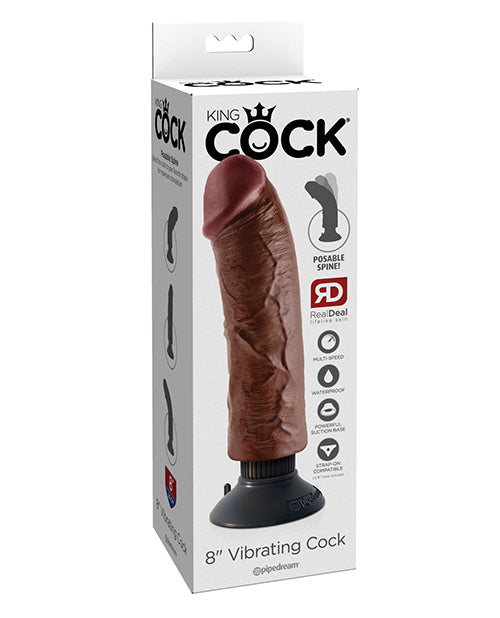The Soft Hum King Cock 8" Vibrating Cock - Brown