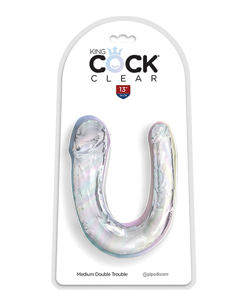 The Soft Hum King Cock Clear Medium Double Trouble Dildo - Clear