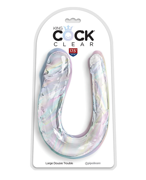 The Soft Hum King Cock Clear Large Double Trouble Dildo - Clear