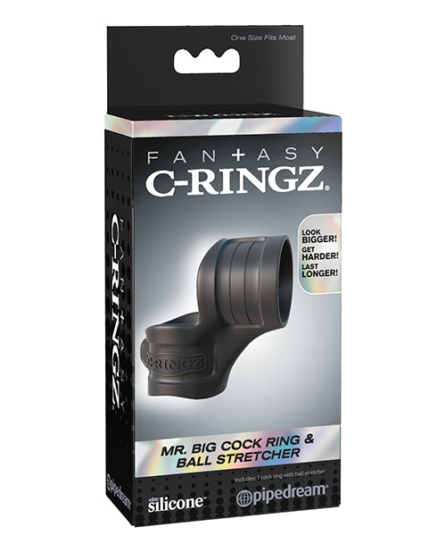 The Soft Hum Fantasy C-Ringz Mr. Big Cock Ring &amp; Ball Stretcher - Black