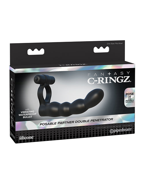 The Soft Hum Fantasy C-Ringz Posable Partner Double Penetrator - Black