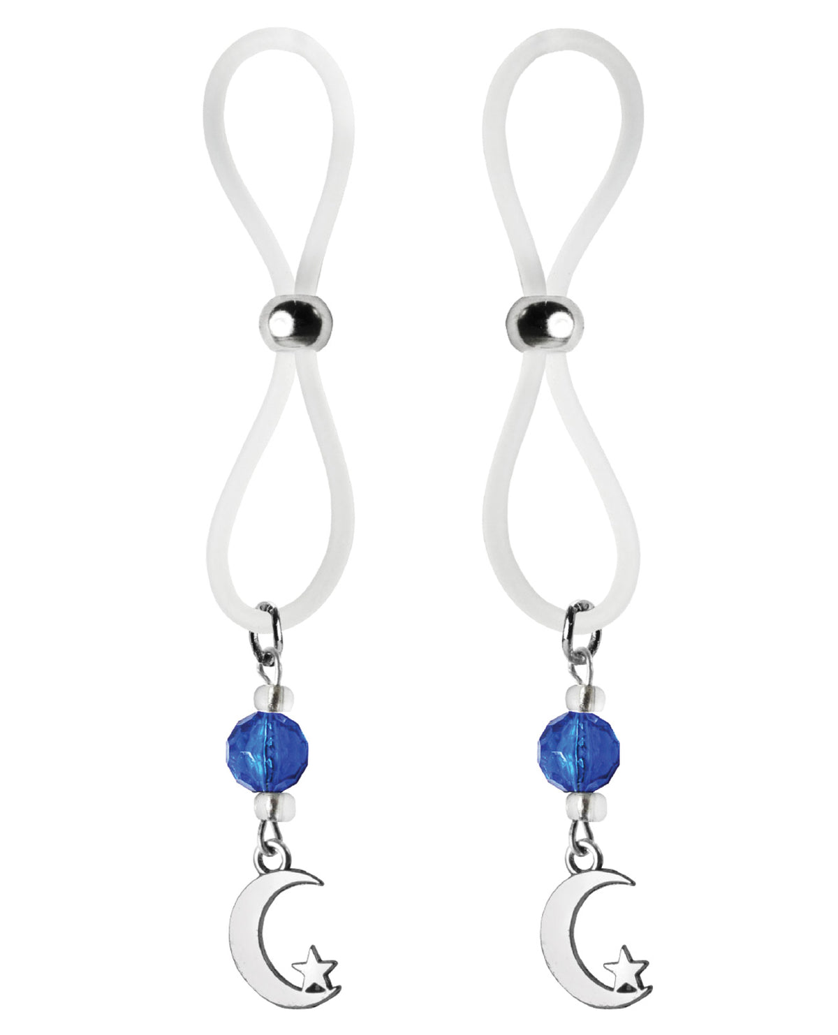 The Soft Hum Bijoux de Nip Nipple Halos Moon &amp; Star Charm - Blue/Clear