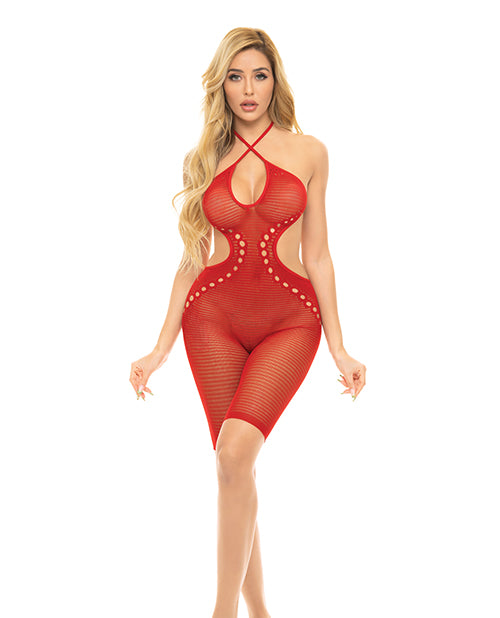 The Soft Hum Pink Lipstick Fill Me In Bodystocking Red O/S