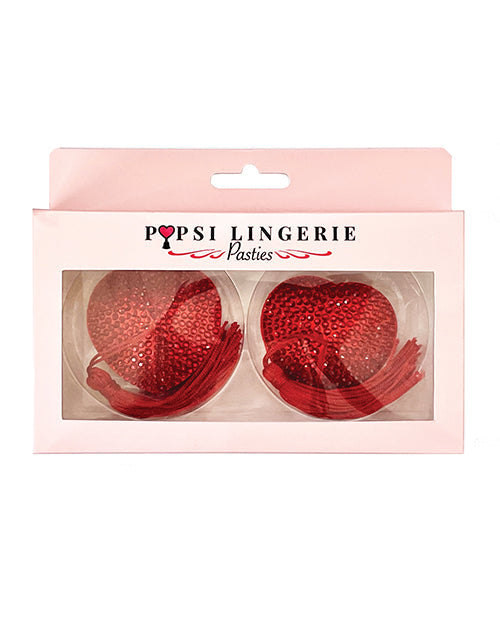 The Soft Hum Diamond Reuseable Tassel Pasties - Red O/S