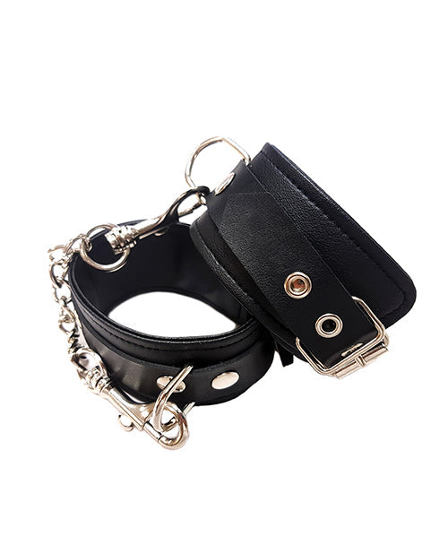 The Soft Hum Rouge Fetish Play Vegan Leather Wrist Cuffs - Black