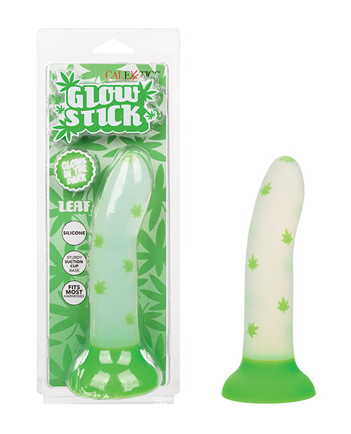 The Soft Hum Glow Stick Leaf Suction Cup Glow-in-the-Dark Dildo - Green