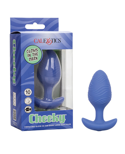 The Soft Hum Cheeky Glow in the Dark Vibrating Butt Plug - Large Blue