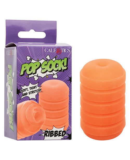 The Soft Hum Pop Sock! Ribbed Masturbator - Orange