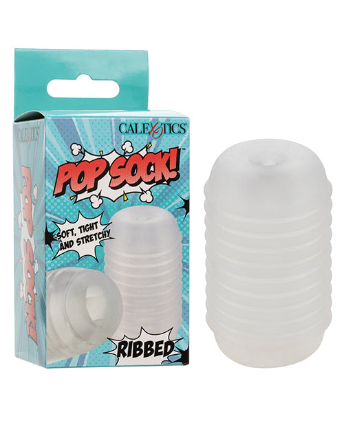 The Soft Hum Pop Sock! Ribbed Masturbator - Clear