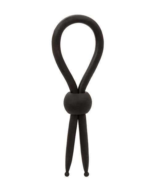 The Soft Hum Alpha Liquid Silicone Lasso Cock Ring - Black - Image 2