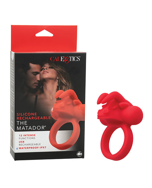 The Soft Hum Couple's Enhancer Silicone Rechargeable The Matador Enhancer w/Triple Stimulation - Red