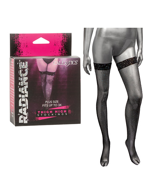 The Soft Hum Radiance Thigh High Stockings - Black Plus Size