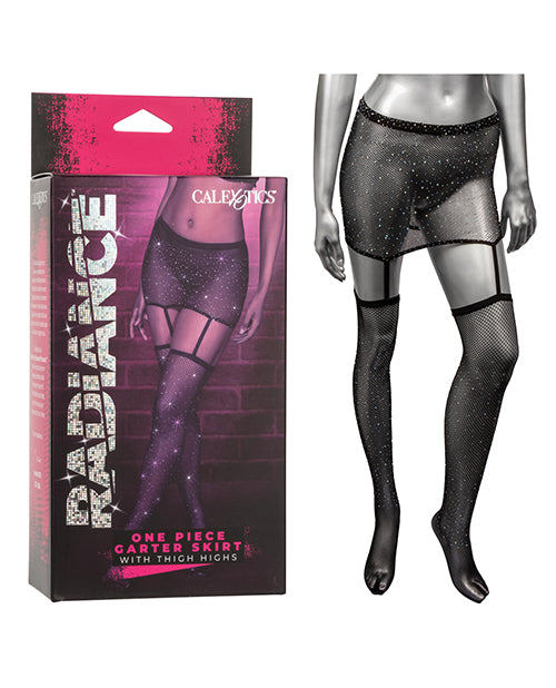 The Soft Hum Radiance One Piece Garter Skirt w/Thigh Highs - Black O/S