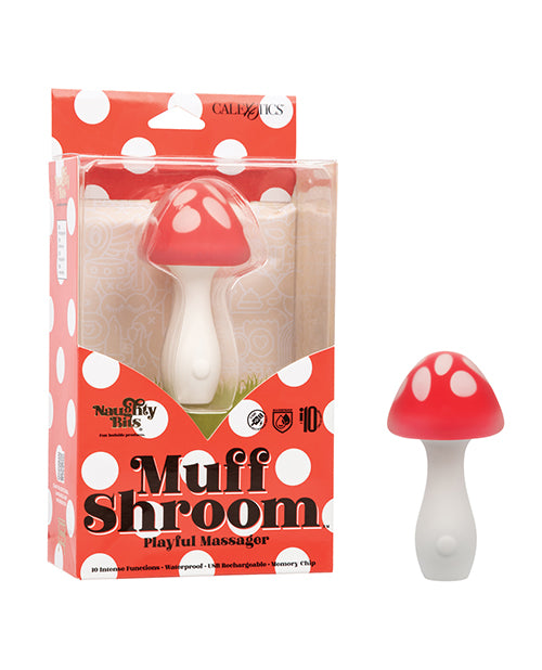 The Soft Hum Naughty Bits Muff Shroom Playful Massager - Red/White