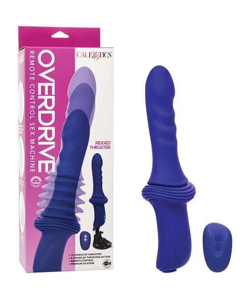 The Soft Hum Overdrive Ridged Shaft Remote Control Sex Machine - Blue