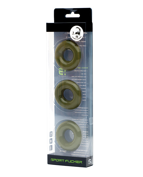 The Soft Hum Sport Fucker Chubby Cockring Pack of 3 - Army Green