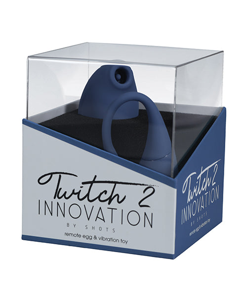 The Soft Hum Shots Twitch 2 Vibrator w/Remote Control Vibrating Egg - Blue Grey