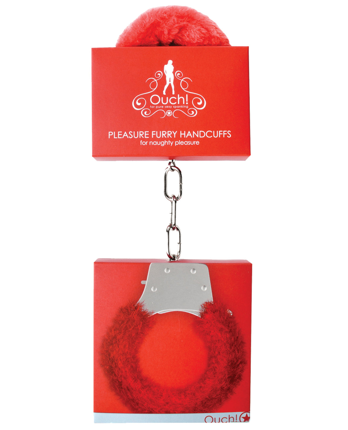 The Soft Hum Shots Ouch Furry Pleasure Handcuffs - Red