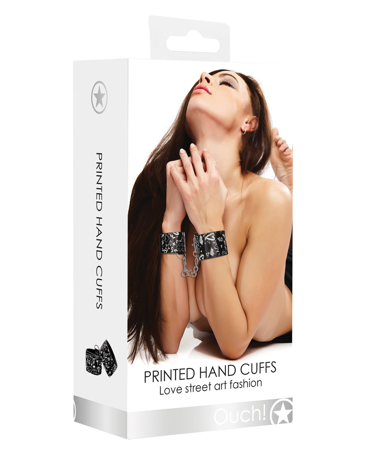 The Soft Hum Shots Ouch Love Street Art Fashion Printed Hand Cuffs - Black
