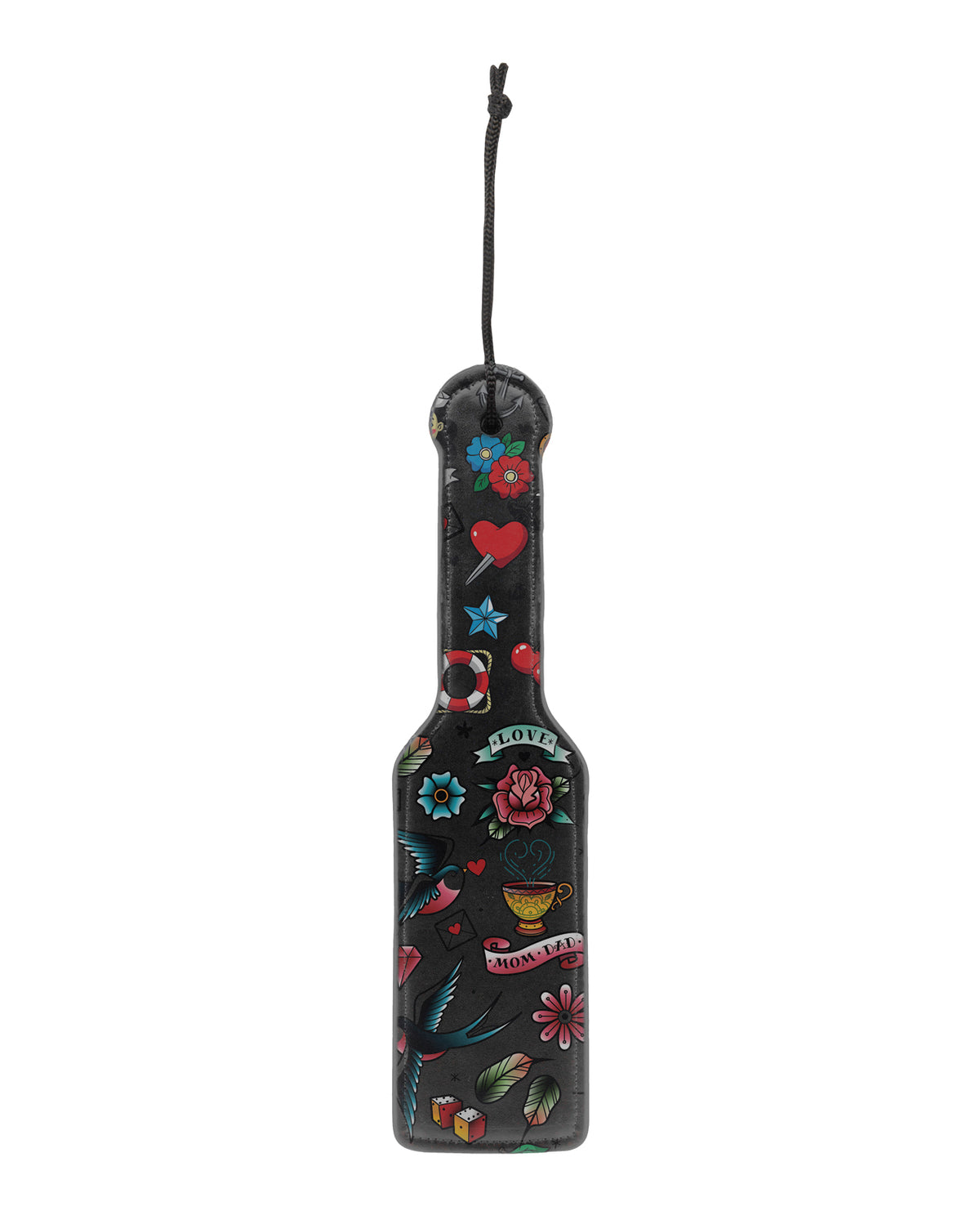 The Soft Hum Shots Ouch Old School Tattoo Style Printed Paddle - Black