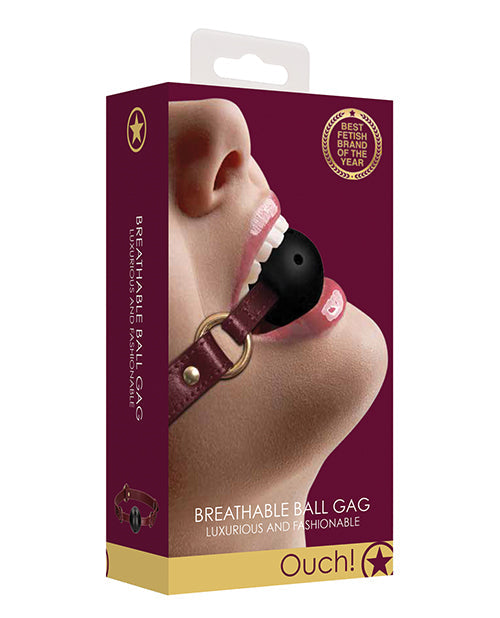 The Soft Hum Shots Ouch Halo Breathable Ball Gag - Burgundy