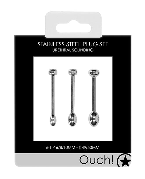 The Soft Hum Shots Ouch Urethral Sounding Metal Plug Set - 49/50 mm