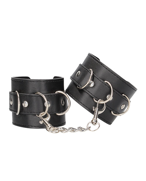The Soft Hum Shots Ouch Black &amp; White Bonded Leather Hand/Ankle Cuffs - Black