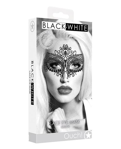 The Soft Hum Shots Ouch Black &amp; White Lace Eye Mask - Queen Black
