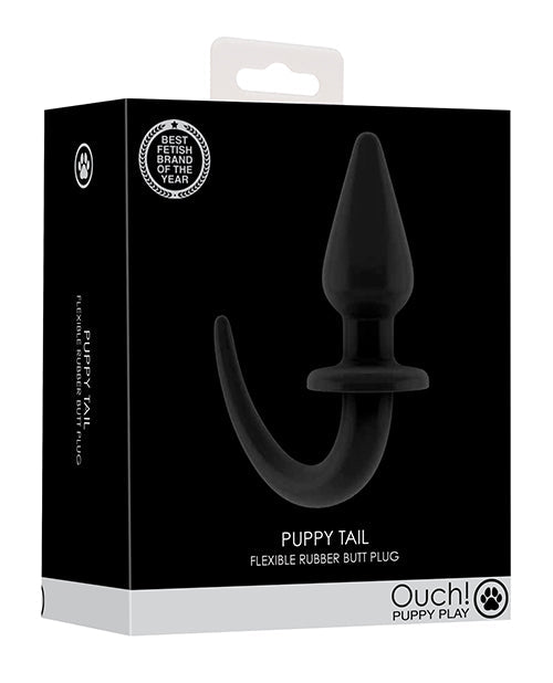 The Soft Hum Shots Ouch Puppy Play Tail Butt Plug - Black