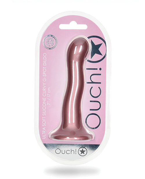 The Soft Hum Shots Ouch 7" Curvy G-Spot Dildo - Rose Gold