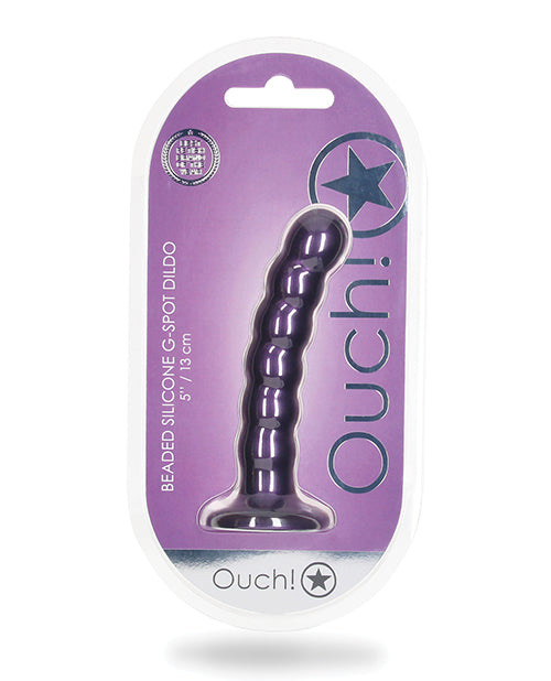 The Soft Hum Shots Ouch 5" Beaded G-Spot Dildo - Metallic Purple