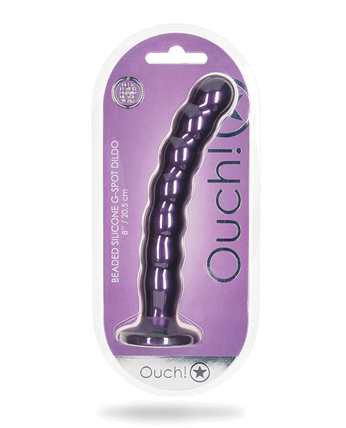 The Soft Hum Shots Ouch 8" Beaded G-Spot Dildo - Metallic Purple