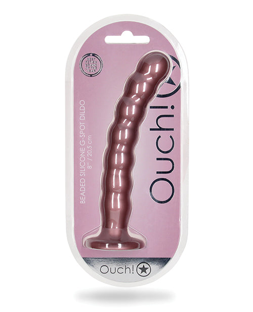The Soft Hum Shots Ouch 8" Beaded G-Spot Dildo - Rose Gold
