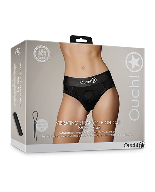 The Soft Hum Shots Ouch Vibrating Strap On High-Cut Brief - Black XS/S