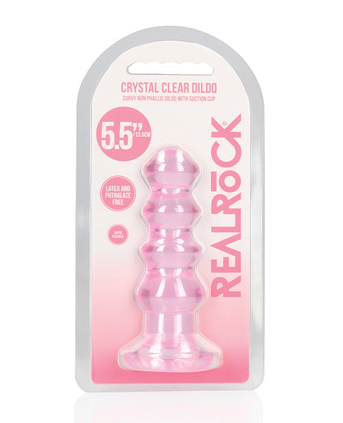 The Soft Hum Shots RealRock Crystal Clear 5.5" Curvy Dildo/Butt Plug - Pink