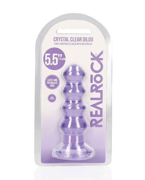 The Soft Hum Shots RealRock Crystal Clear 5.5" Curvy Dildo/Butt Plug - Purple