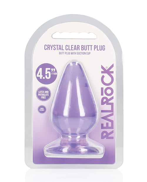 The Soft Hum Shots RealRock Crystal Clear 4.5" Anal Plug - Purple