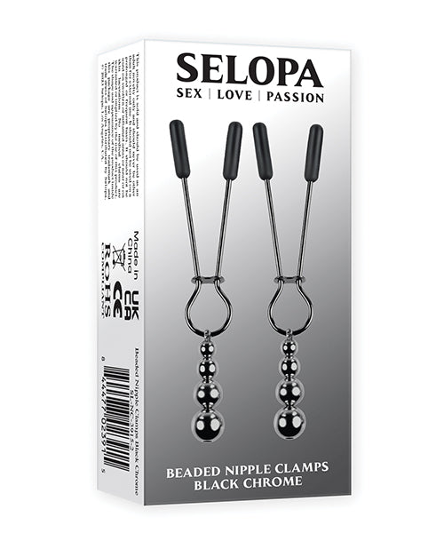 The Soft Hum Selopa Beaded Nipple Clamps - Black Chrome