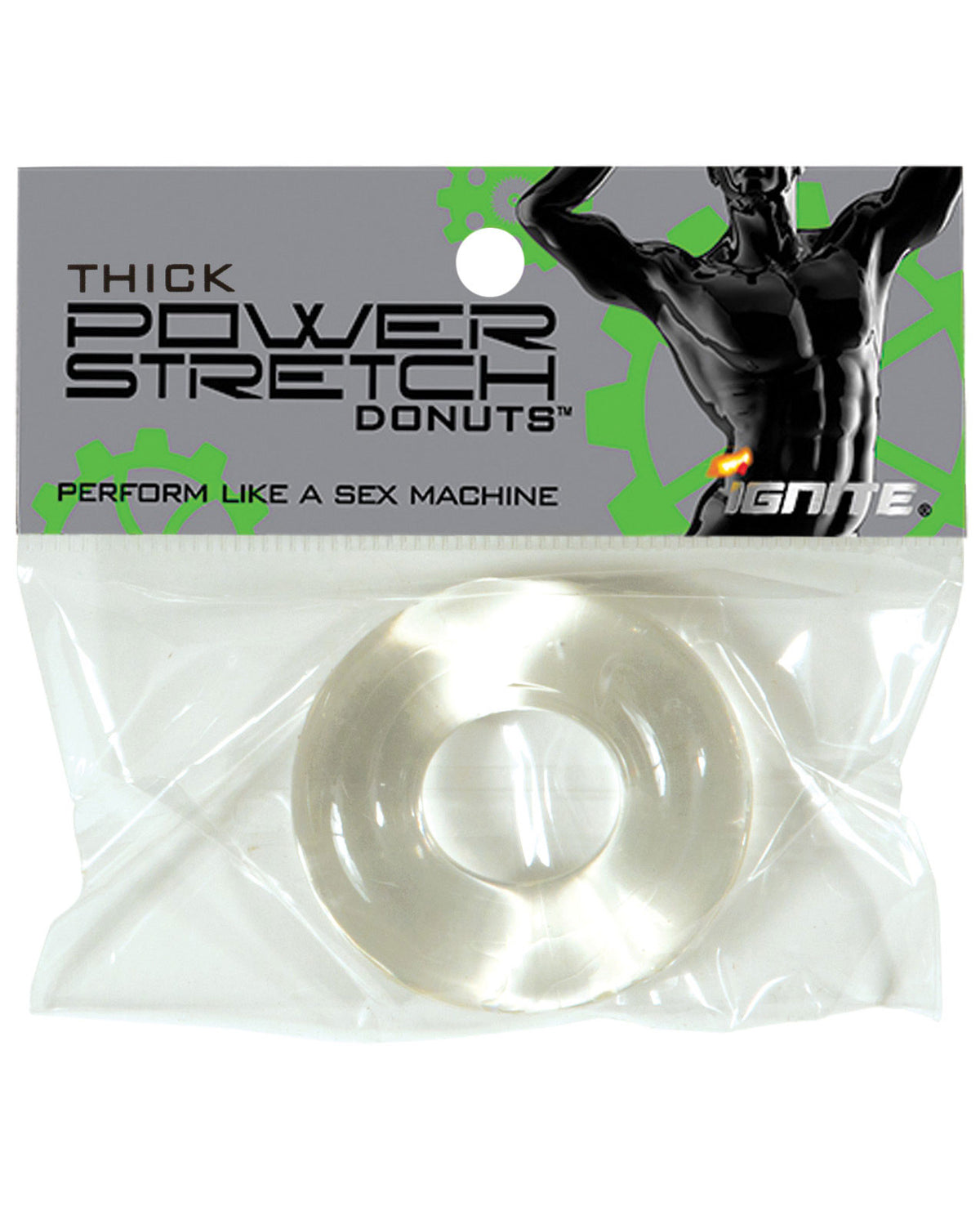 The Soft Hum Ignite Thick Power Stretch Donut Cock Ring - Clear