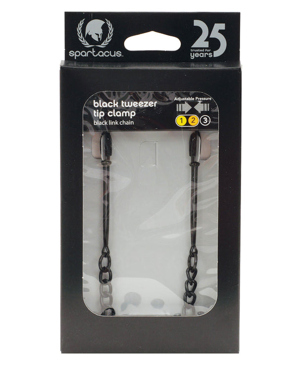 The Soft Hum Spartacus Adjustable Black Tweezer Nipple Clamps w/Chain